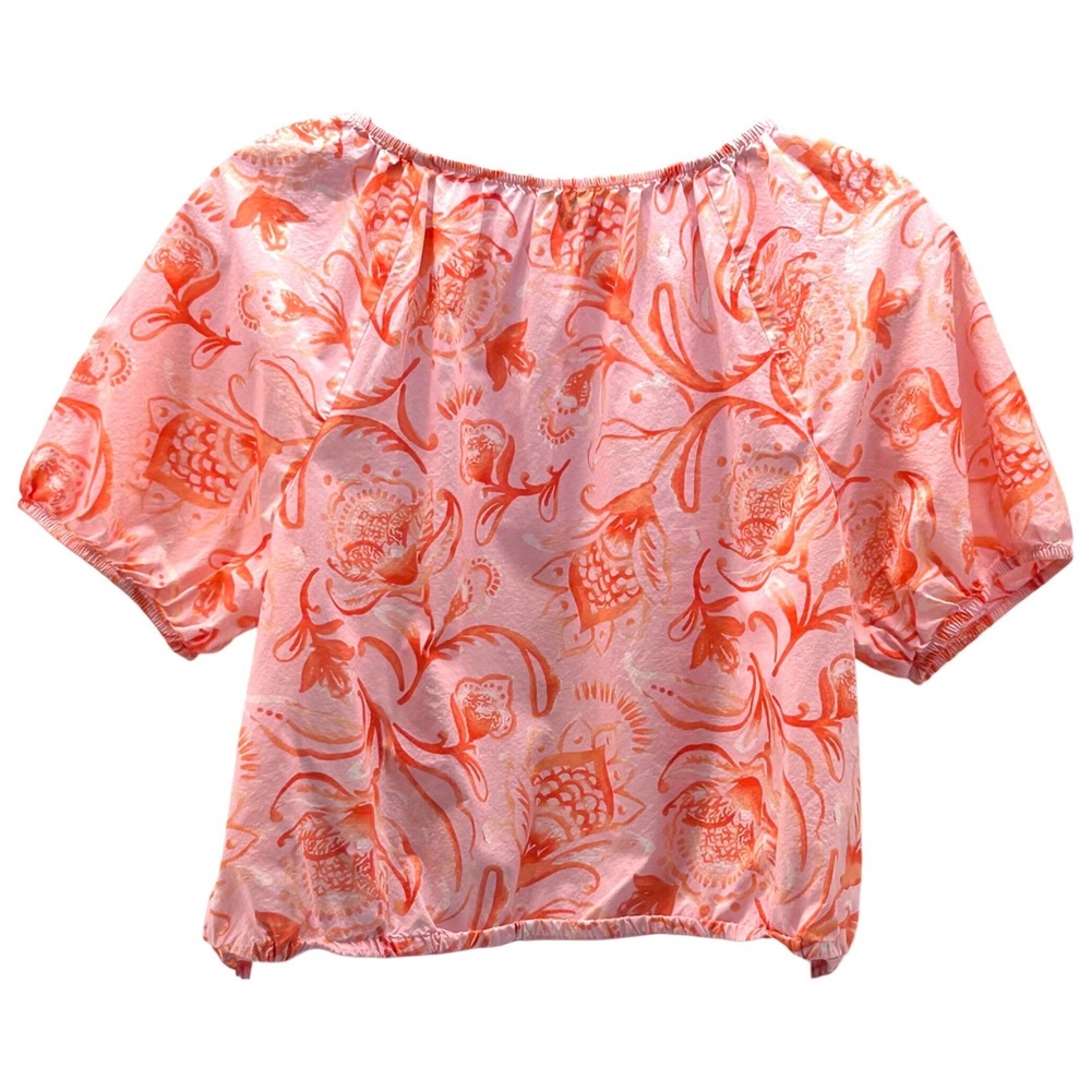Talbots Crop Floral Top‎ Pink Peach 1X - Picture 2 of 12
